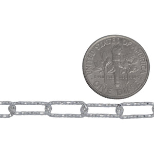 Sterling Silver 4.45mm Width by 11.50mm Length, Diamond Cut Elongated Cable Chain. Price per: 1 Foot.