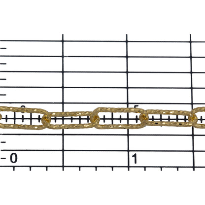 Sterling Silver - Gold Plated 4.45mm Width by 11.50mm Length, Diamond Cut Elongated Cable Chain. Price per: 1 Foot.