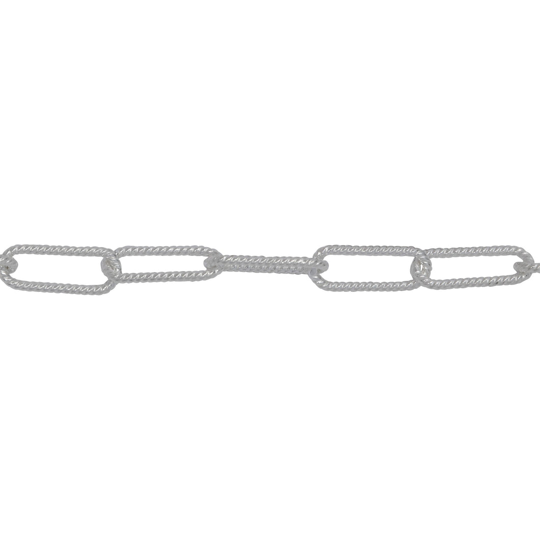 Chain by Foot. Sterling Silver 4.45mm Width by 11.36mm Length, Twisted Elongated Cable Chain. Price per: 1 Foot.
