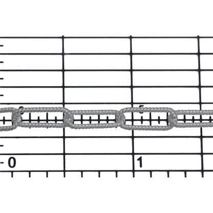 Sterling Silver 4.45mm Width by 11.36mm Length, Twisted Elongated Cable Chain. Price per: 1 Foot.