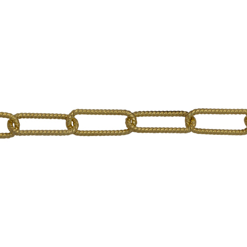 Chain by Foot. Sterling Silver - Gold Plated 4.45mm Width by 11.36mm Length, Twisted Elongated Cable Chain. Price per: 1 Foot.