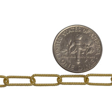 Load image into Gallery viewer, Sterling Silver - Gold Plated 4.45mm Width by 11.36mm Length, Twisted Elongated Cable Chain. Price per: 1 Foot.
