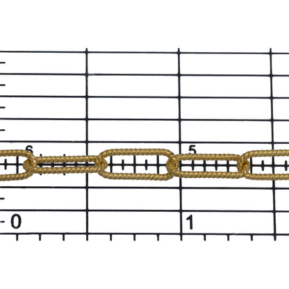 Sterling Silver - Gold Plated 4.45mm Width by 11.36mm Length, Twisted Elongated Cable Chain. Price per: 1 Foot.