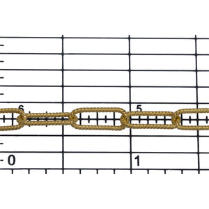 Sterling Silver - Gold Plated 4.45mm Width by 11.36mm Length, Twisted Elongated Cable Chain. Price per: 1 Foot.