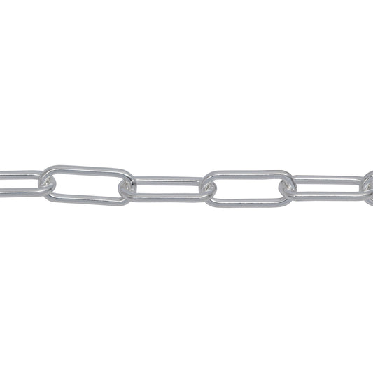 Chain by Foot. Sterling Silver 5.00mm Width by 13.00mm Length, Smooth Elongated Cable Chain. Price per: 1 Foot.