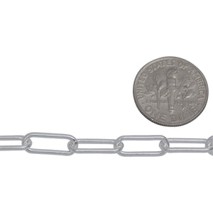 Sterling Silver 5.00mm Width by 13.00mm Length, Smooth Elongated Cable Chain. Price per: 1 Foot.