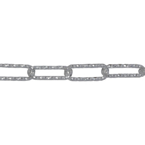 Chain by Foot. Sterling Silver 5.00mm Width by 12.95mm Length, Diamond Cut Elongated Cable Chain. Price per: 1 Foot.