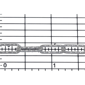 Sterling Silver 5.00mm Width by 12.95mm Length, Diamond Cut Elongated Cable Chain. Price per: 1 Foot.