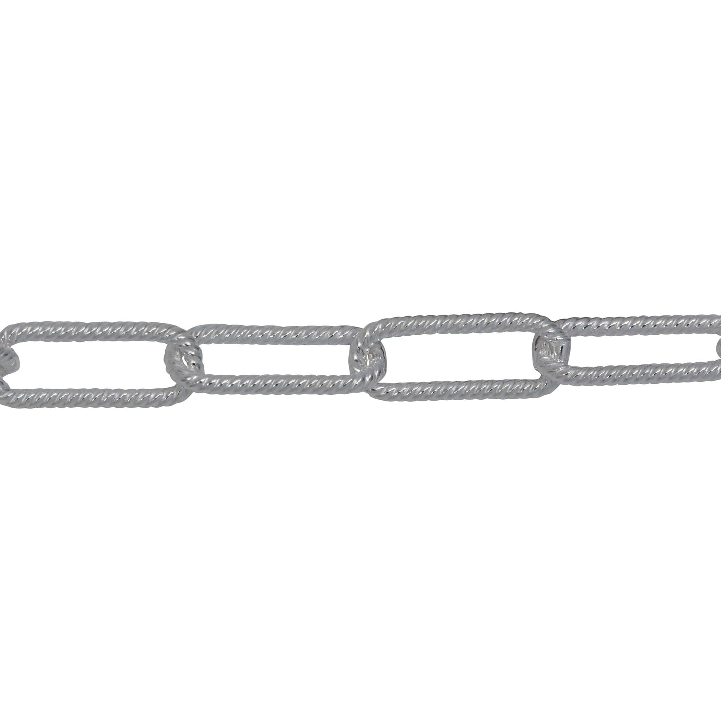 Chain by Foot. Sterling Silver 5.00mm Width by 12.80mm Length, Twisted Elongated Cable Chain. Price per: 1 Foot.