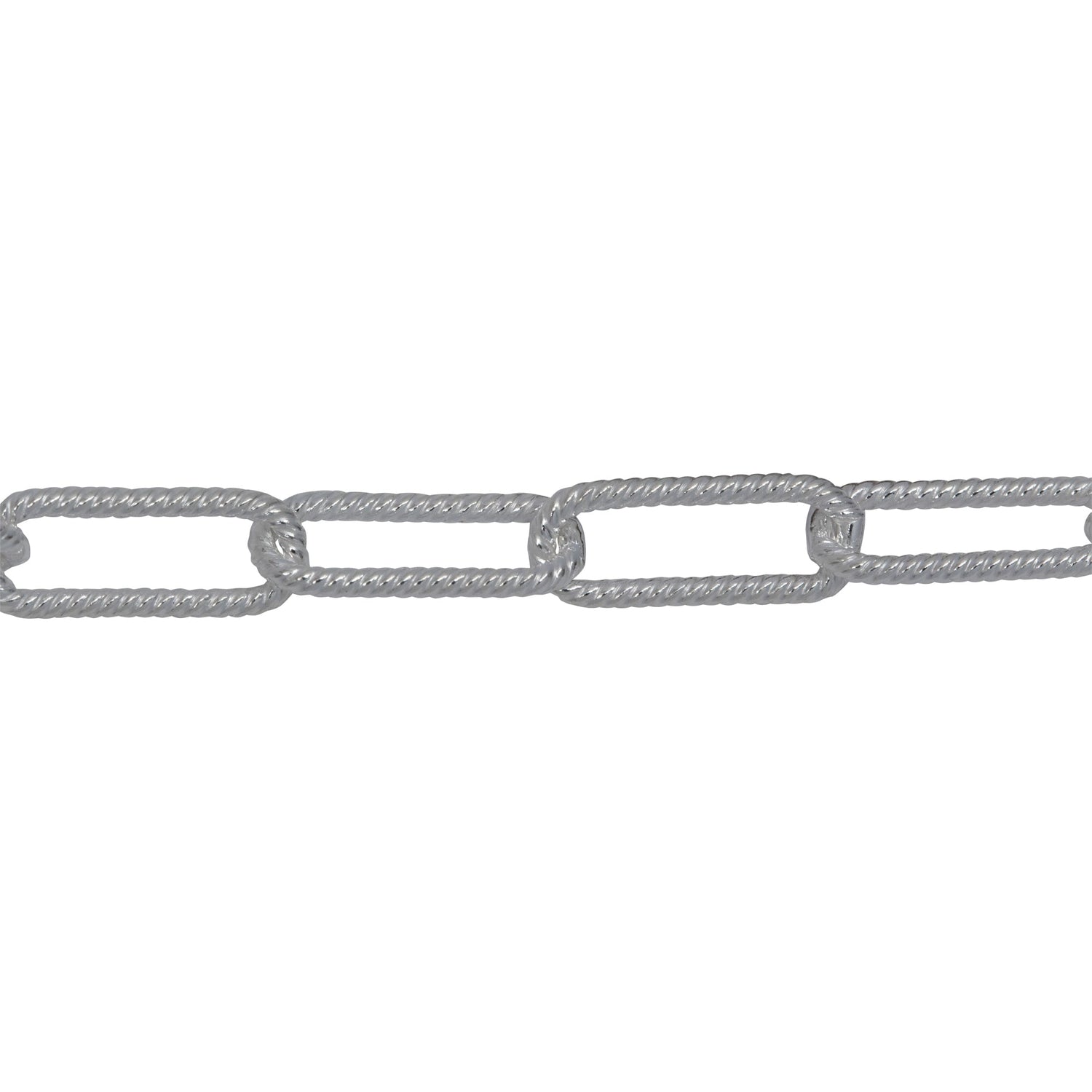 Chain by Foot. Sterling Silver 5.00mm Width by 12.80mm Length, Twisted Elongated Cable Chain. Price per: 1 Foot.