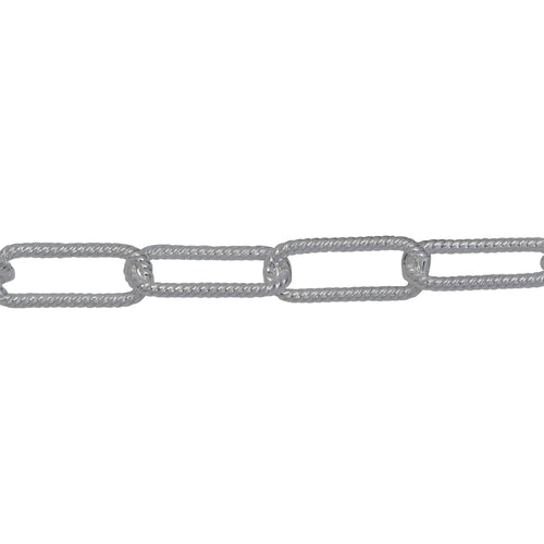 Chain by Foot. Sterling Silver 5.00mm Width by 12.80mm Length, Twisted Elongated Cable Chain. Price per: 1 Foot.