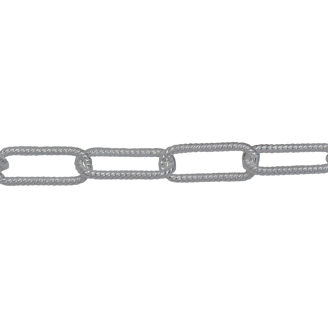 Chain by Foot. Sterling Silver 5.00mm Width by 12.80mm Length, Twisted Elongated Cable Chain. Price per: 1 Foot.