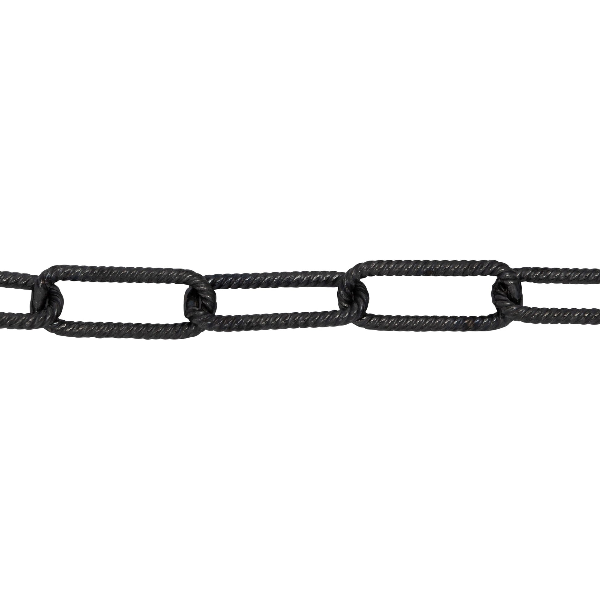 Chain by Foot. Sterling Silver - Rhodium Plated 5.00mm Width by 12.80mm Length, Twisted Elongated Cable Chain. Price per: 1 Foot.