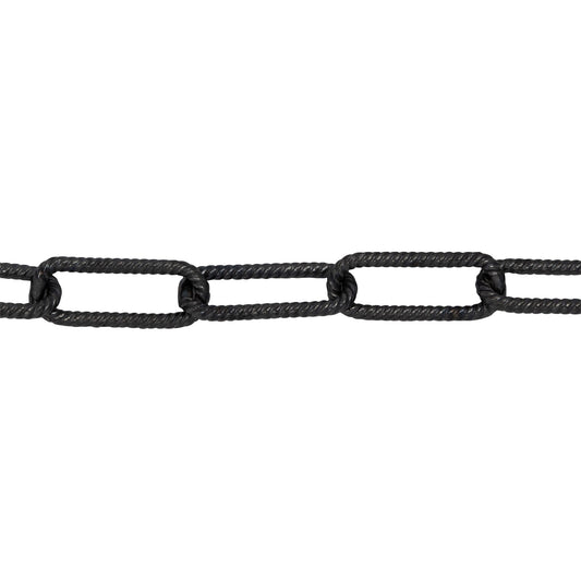 Chain by Foot. Sterling Silver - Rhodium Plated 5.00mm Width by 12.80mm Length, Twisted Elongated Cable Chain. Price per: 1 Foot.