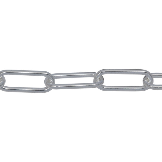 Chain by Foot. Sterling Silver 6.00mm Width by 15.50mm Length, Smooth Elongated Cable Chain. Price per: 1 Foot.
