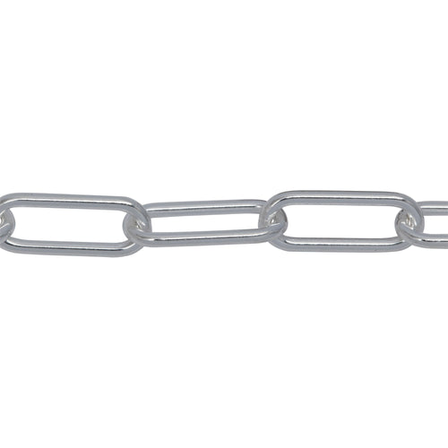 Chain by Foot. Sterling Silver 6.00mm Width by 15.50mm Length, Smooth Elongated Cable Chain. Price per: 1 Foot.