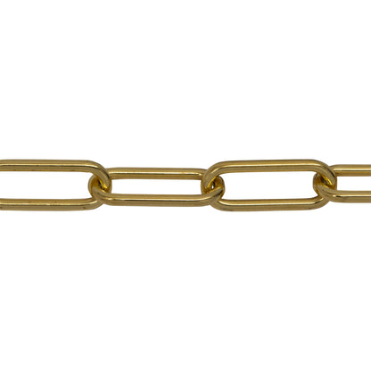 Chain by Foot. Sterling Silver - Gold Plated 6.00mm Width by 15.50mm Length, Smooth Elongated Cable Chain. Price per: 1 Foot.