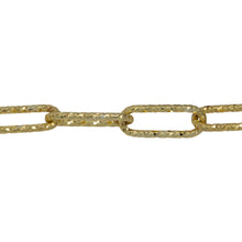 Load image into Gallery viewer, Chain by Foot. Sterling Silver - Gold Plated 6.00mm Width by 15.50mm Length, Diamond Cut Elongated Cable Chain. Price per: 1 Foot.
