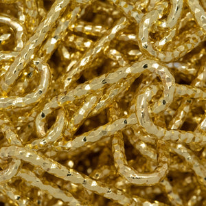 Sterling Silver - Gold Plated 6.00mm Width by 15.50mm Length, Diamond Cut Elongated Cable Chain. Price per: 1 Foot.