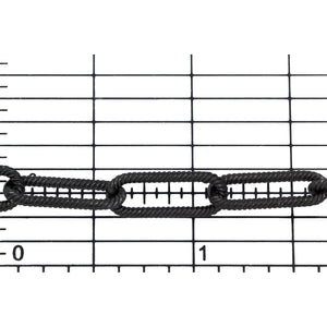 Sterling Silver - Rhodium Plated 6.00mm Width by 15.50mm Length, Twisted Elongated Cable Chain. Price per: 1 Foot.