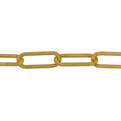 Chain by Foot. Sterling Silver - Gold Plated 6.00mm Width by 15.50mm Length, Twisted Elongated Cable Chain. Price per: 1 Foot.