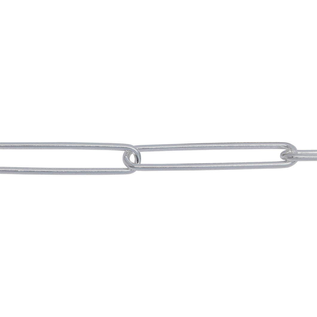 Chain by Foot. Sterling Silver 4.50mm Width by 24.70mm Length, Smooth Elongated Cable Chain. Price per: 1 Foot.