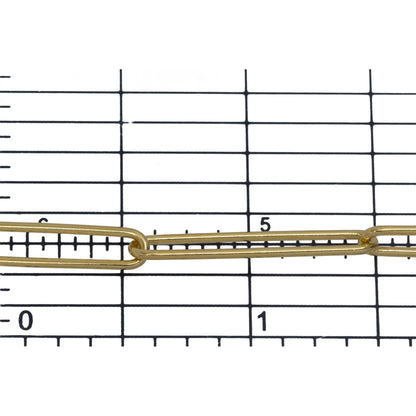 Sterling Silver - Gold Plated 4.50mm Width by 24.70mm Length, Smooth Elongated Cable Chain. Price per: 1 Foot.