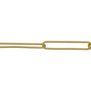 Chain by Foot. Sterling Silver - Gold Plated 4.30mm Width by 24.50mm Length, Twisted Elongated Cable Chain. Price per: 1 Foot.