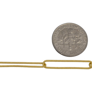 Sterling Silver - Gold Plated 4.30mm Width by 24.50mm Length, Twisted Elongated Cable Chain. Price per: 1 Foot.