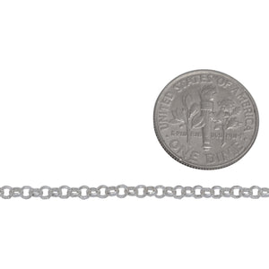 Sterling Silver 2.30mm Width / Length Rolo Chain. Price per: 1 Foot.