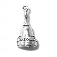 Charms. Sterling Silver, 11.3mm Width by 11.0mm Length by 22.7mm Height, Dinner Bell Charm. Quantity Per Pack: 1 Piece.