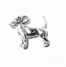 Charms. Sterling Silver, 10.3mm Width by 4.6mm Length by 8.6mm Height, Small Chihuahua Charm. Quantity Per Pack: 1 Piece.