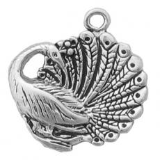 Charms. Sterling Silver, 20.1mm Width by 2.9mm Length by 21.2mm Height, Peacock Charm. Quantity Per Pack: 1 Piece.