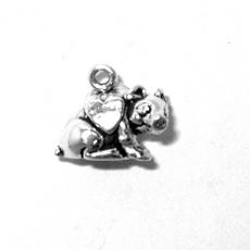 Charms. Sterling Silver, 15.7mm Width by 7.9mm Length by 13.2mm Height, Pig With Heart Charm. Quantity Per Pack: 1 Piece.