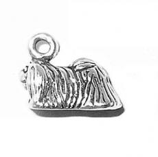 Charms. Sterling Silver, 9.7mm Width by 5.1mm Length by 9.6mm Height, Small Pekinese Dog Charm. Quantity Per Pack: 1 Piece.