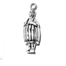 Charms. Sterling Silver, 9.4mm Width by 8.3mm Length by 23.9mm Height, Man in Barrel Charm. Quantity Per Pack: 1 Piece.