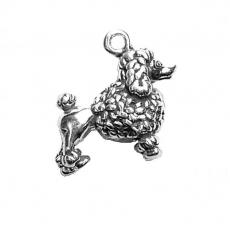 Charms. Sterling Silver, 9.7mm Width by 4.1mm Length by 11.4mm Height, Poodle Dog Charm. Quantity Per Pack: 1 Piece.