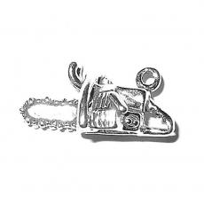 Charms. Sterling Silver, 21.6mm Width by 21.7mm Length by 9.5mm Height, Chain Saw Charm. Quantity Per Pack: 1 Piece.