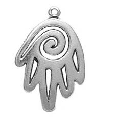 Charms. Sterling Silver, 17.2mm Width by 2.1mm Length by 24.8mm Height, Hand with Spiral Charm. Quantity Per Pack: 1 Piece.