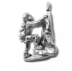 Charms. Sterling Silver, 8.0mm Width by 14.4mm Length by 22.7mm Height, Mountain Climber Charm. Quantity Per Pack: 1 Piece.