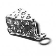 Charms. Sterling Silver, 9.0mm Width by 7.7mm Length by 16.5mm Height, Swiss Cheese Charm. Quantity Per Pack: 1 Piece.