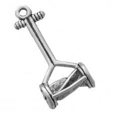 Charms. Sterling Silver, 13.0mm Width by 7.3mm Length by 27.1mm Height, Push Mower Charm. Quantity Per Pack: 1 Piece.