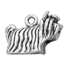 Charms. Sterling Silver, 16.3mm Width by 6.8mm Length by 11.8mm Height, Yorkshire Terrier Charm. Quantity Per Pack: 1 Piece.