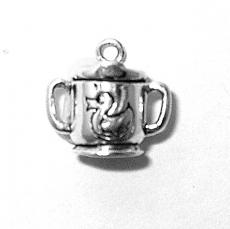 Charms. Sterling Silver, 15.8mm Width by 9.2mm Length by 14.5mm Height, Baby Sippy Cup Charm. Quantity Per Pack: 1 Piece.