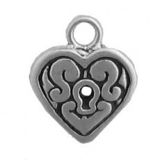 Charms. Sterling Silver, 11.4mm Width by 2.7mm Length by 13.6mm Height, Heart Charm. Quantity Per Pack: 1 Piece.