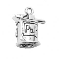 Charms. Sterling Silver, 15.0mm Width by 13.0mm Length by 16.8mm Height, Can of Paint Charm. Quantity Per Pack: 1 Piece.