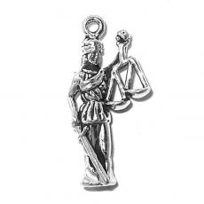 Charms. Sterling Silver, 12.8mm Width by 5.3mm Length by 26.0mm Height, Lady Justice Charm. Quantity Per Pack: 1 Piece.