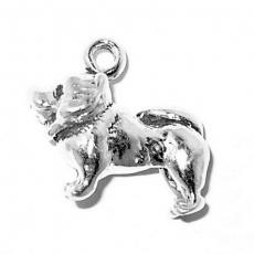 Charms. Sterling Silver, 20.9mm Width by 9.0mm Length by 16.3mm Height, Chow Chow Dog Charm. Quantity Per Pack: 1 Piece.