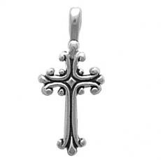 Charms. Sterling Silver, 13.3mm Width by 2.0mm Length by 29.5mm Height, Cross Pendant. Quantity Per Pack: 1 Piece.