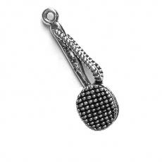 Charms. Sterling Silver, 8.6mm Width by 5.0mm Length by 28.0mm Height, Bath Brush Charm. Quantity Per Pack: 1 Piece.